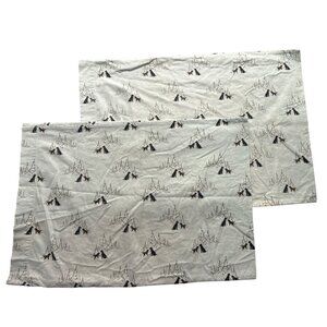 Eddie Bauer Dog Friends Blue/Black Flannel Pillowcase Pair 100% Cotton Standard